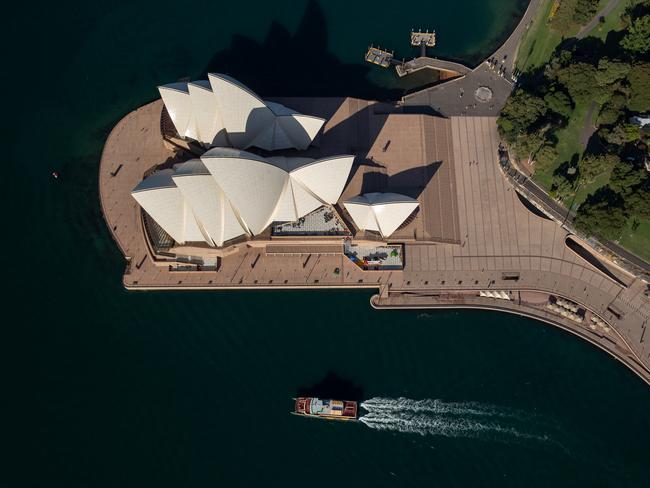 The deserted Opera House forecourt. Picture: Cameron Spencer/Getty Images