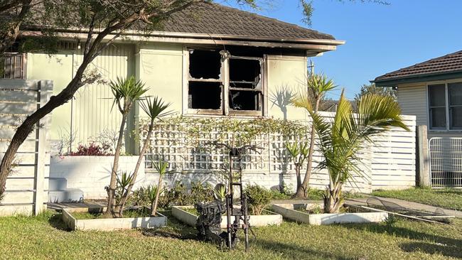 The burnt-out home on King St, Warilla. Picture: Dylan Arvela