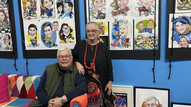 Caricature Queen Dr Jay Harley (right) with her husband Barrie Gott are renovating their store in Maryborough.