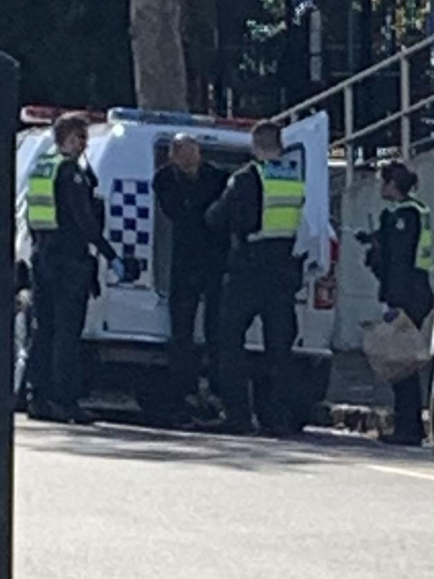 A man is arrested near Moonee Ponds station after a stabbing attack in nearby Puckle St. Picture: Supplied