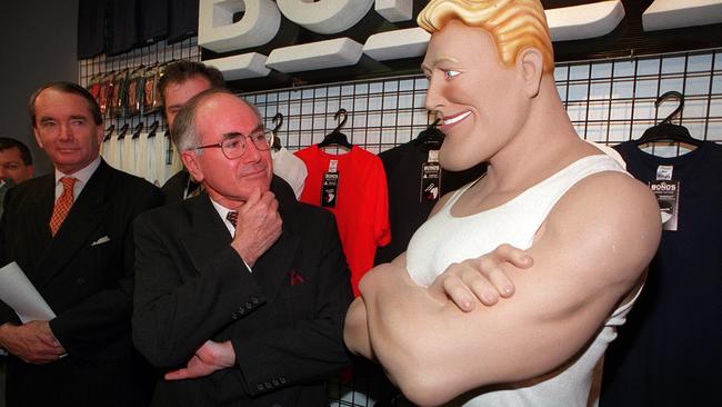 Prime Minister John Howard at the Bonds factory in 1997.