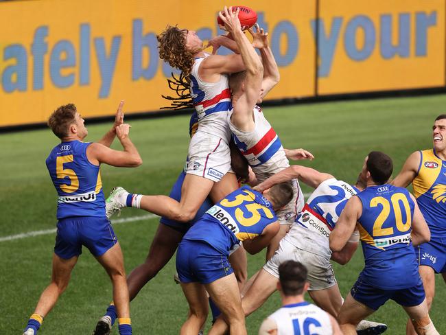 Naughton is the game’s contested-marking king. Picture: Getty Images