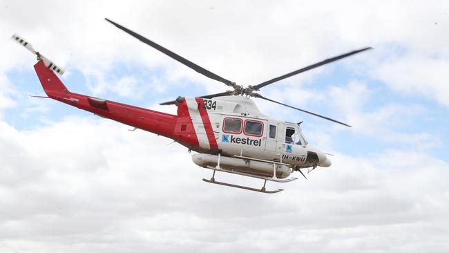 Anthony Albanese and Premier Jacinta Allan in Horsham tour the fire area of the Grampians bushfire in a chopper taking them on a tour of the fire ground. Picture: David Crosling