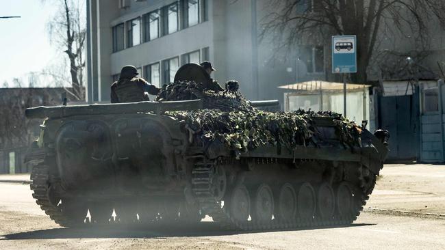 A Ukrainian tank in Kyiv on Tuesday. Picture: AFP