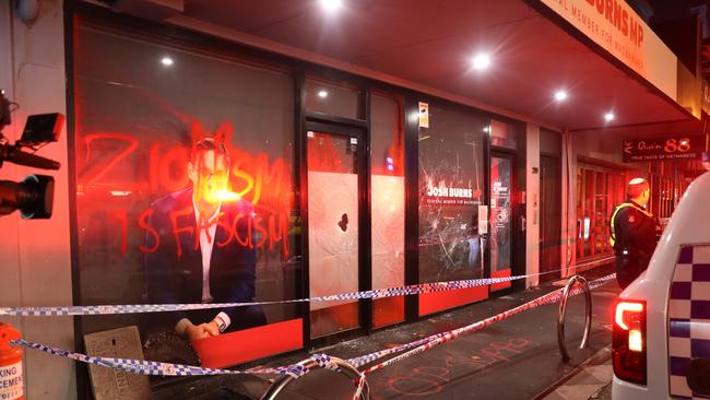 The office of Federal MP Josh Burns after it was vandalised in June. Picture: NewsWire / David Crosling