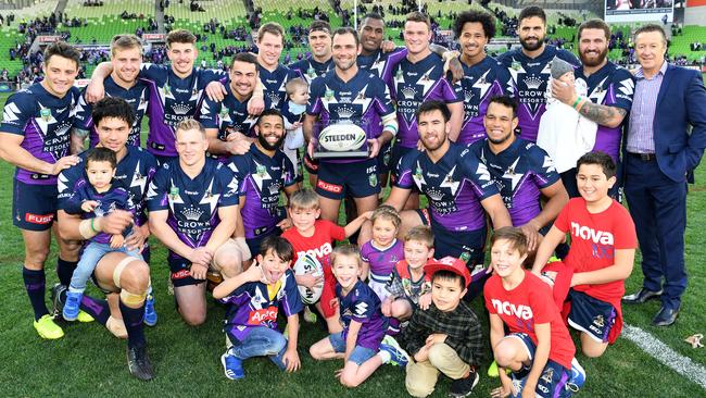 The Storm celebrate Cameron Smith’s 350th game.