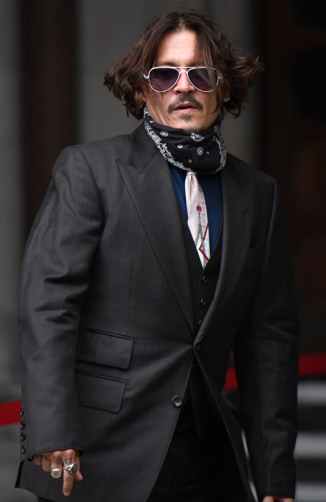 Johnny Depp arrives at The Royal Courts of Justice, Strand on July 8, 2020 in London, England. Picture: Chris J Ratcliffe/Getty Images