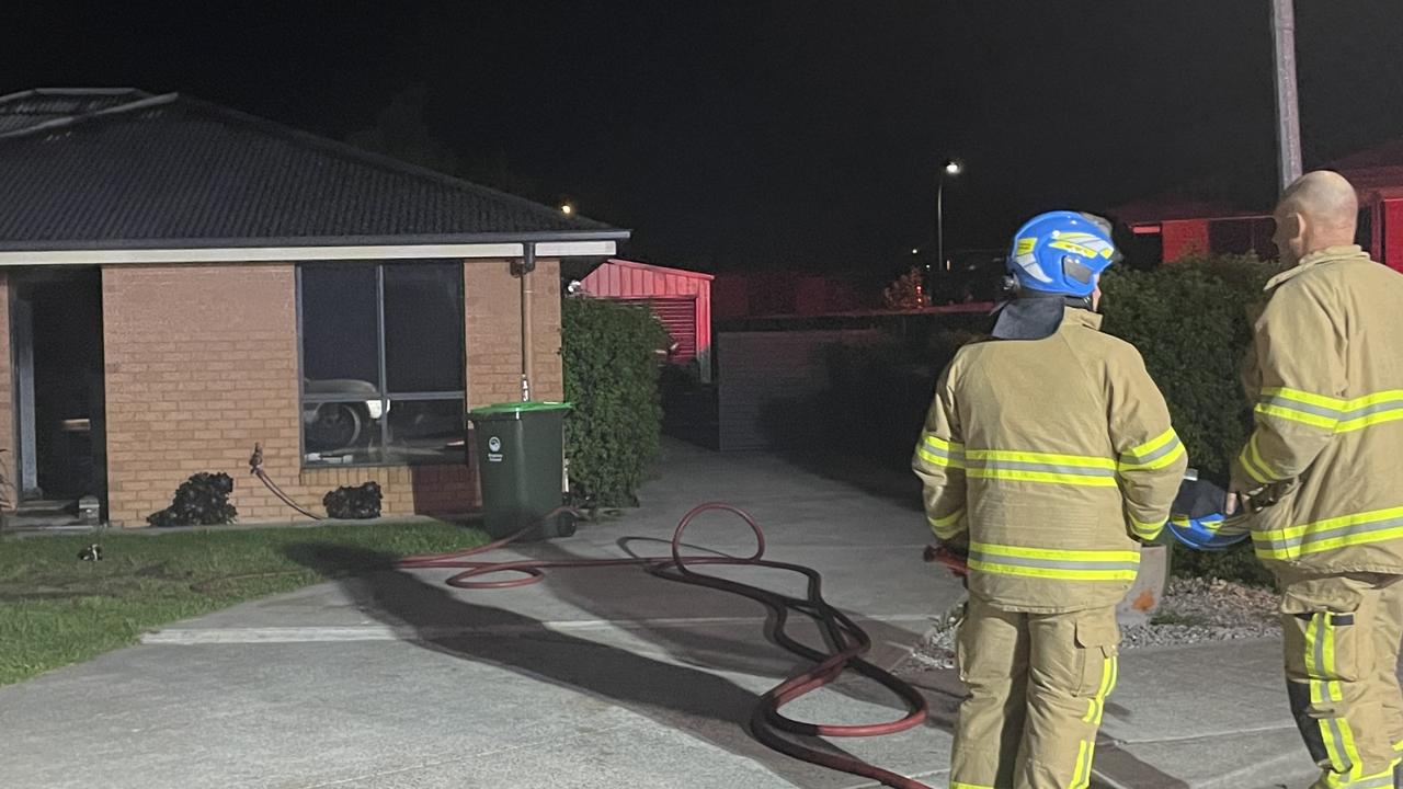 Tasmania Fire Service responds to a house fire at Old Beach. Pic: Cameron Whiteley.