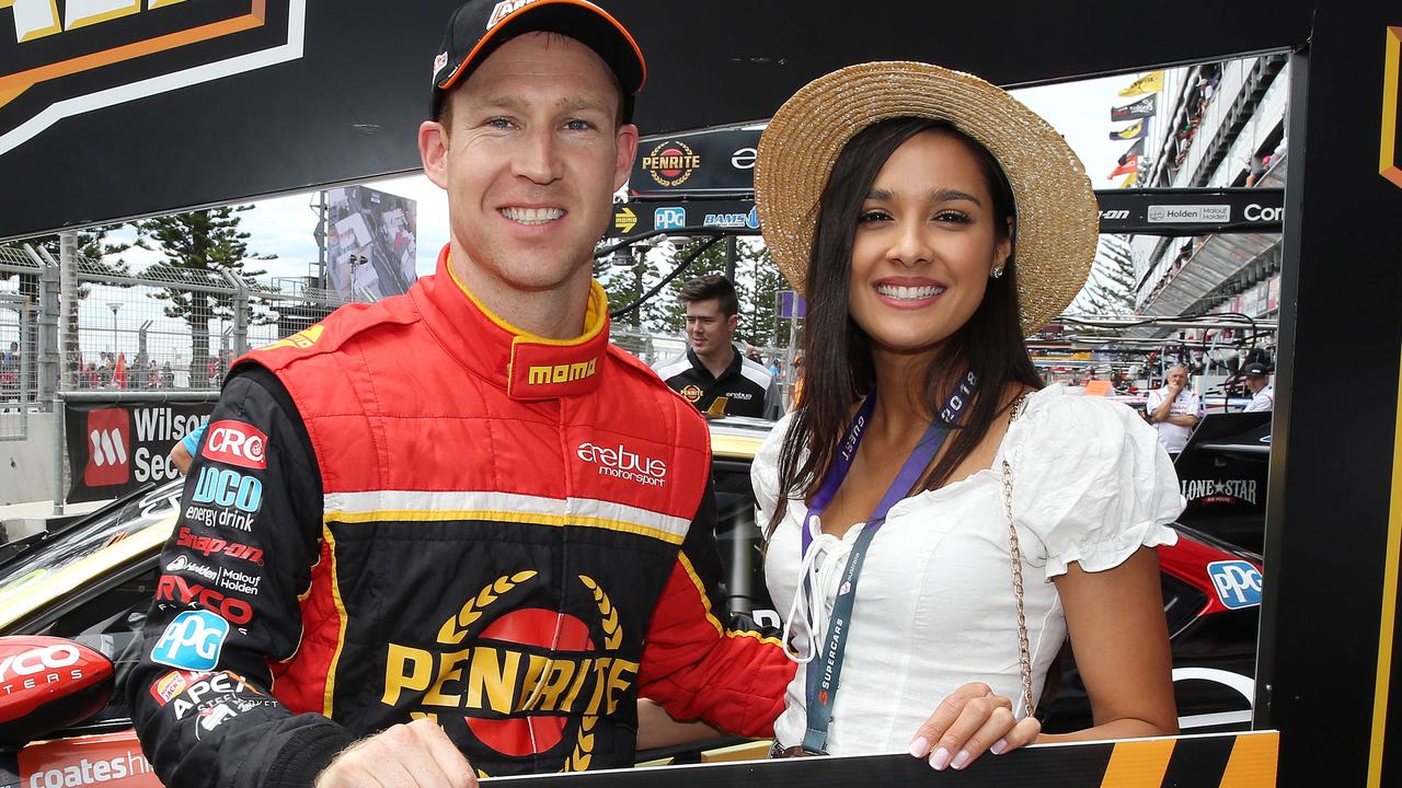 David Reynolds with his girlfriend Tahan Lew-Fatt after winning Pole at the Newcastle 500.