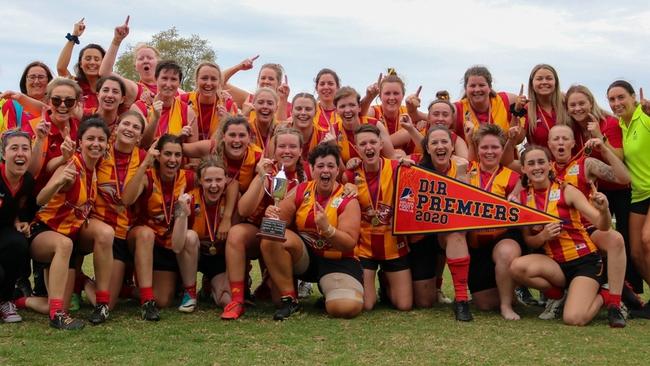 Morphettville Park after winning the 2020 division two women's flag. Picture: Dee Shepard