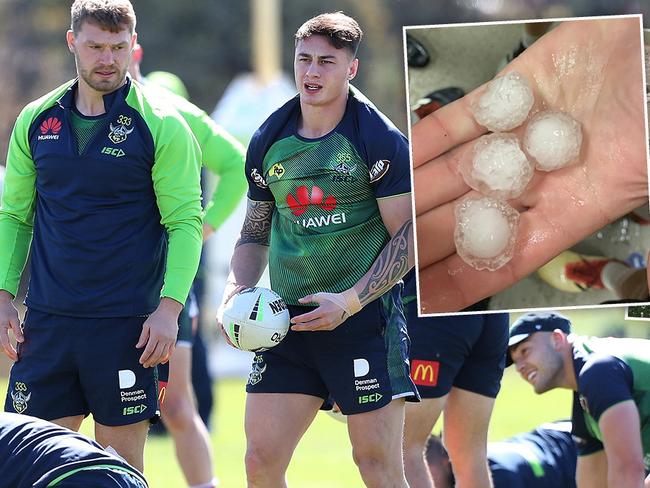 Canberra Raiders hail at training