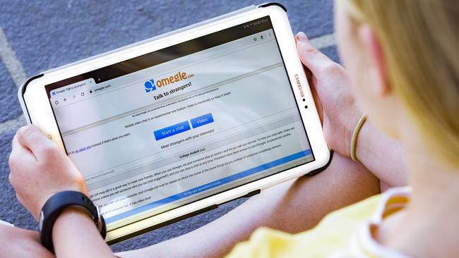 A child using free online chat website Omegle, boasts of introducing its users to strangers online. Picture: AAP Image/Richard Walker