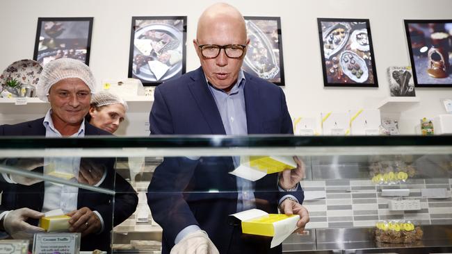 Mr Dutton has visited several small businesses during the election campaign. Picture: Richard Dobson / Newswire