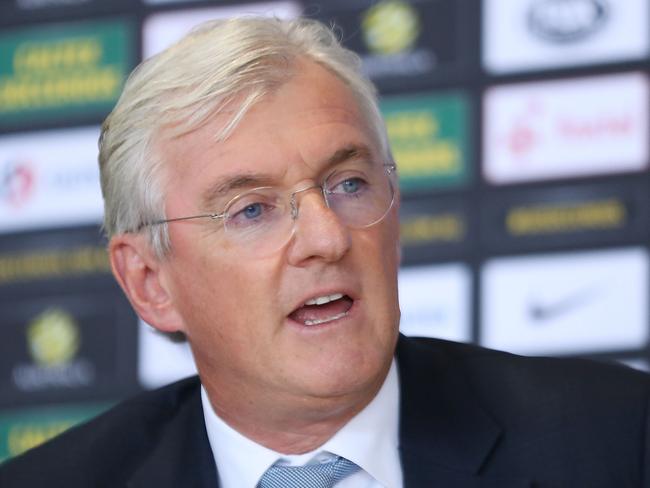 SYDNEY, AUSTRALIA - FEBRUARY 01:  Steven Lowy speaks to media during a press conference at FFA Headquarters on February 1, 2018 in Sydney, Australia.  (Photo by Mark Metcalfe/Getty Images)