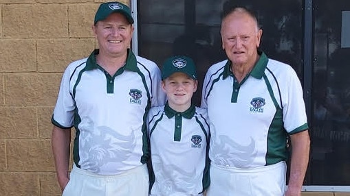 Family affair: Heath, Lachlan and Arthur Pritchard playing for the for the Eynesbury Third XI.