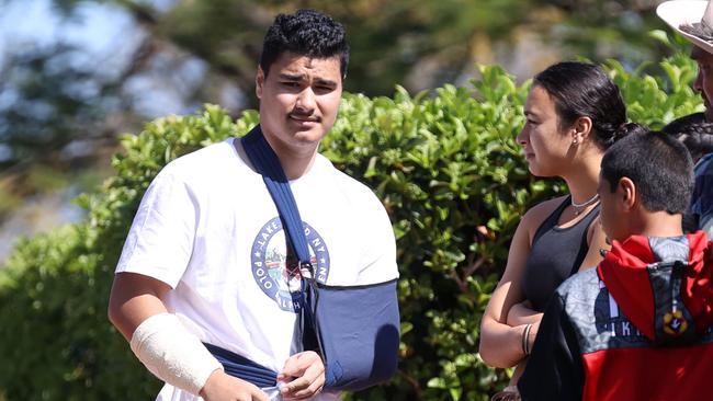 Kefu's children outside their property following a home invasion earlier this week. Picture: Tara Croser