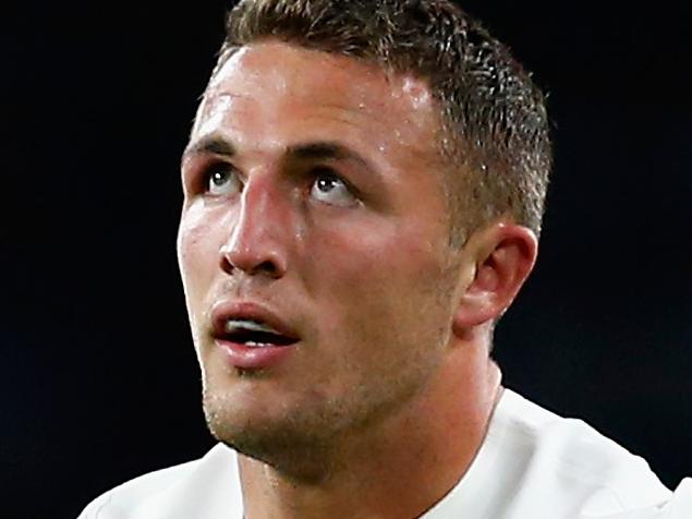 LONDON, ENGLAND - SEPTEMBER 26: Sam Burgess of England looks thoughtful during the 2015 Rugby World Cup Pool A match between England and Wales at Twickenham Stadium on September 26, 2015 in London, United Kingdom. (Photo by Shaun Botterill/Getty Images)