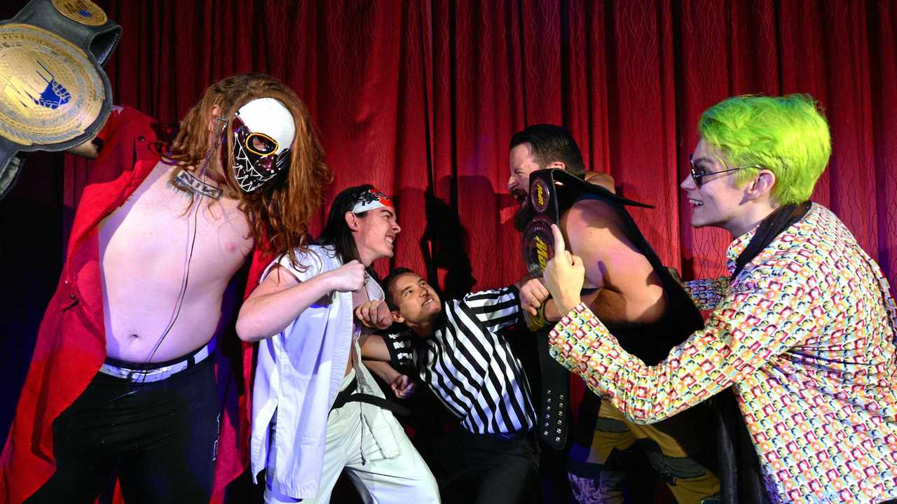 United Pro Wrestling is about to hit the Sunshine Coast and Thirteen, Kanji Kid, Junior referee Kyle Bullard, The Stockman and Mojo Powers are ready to entertain. Picture: John McCutcheon