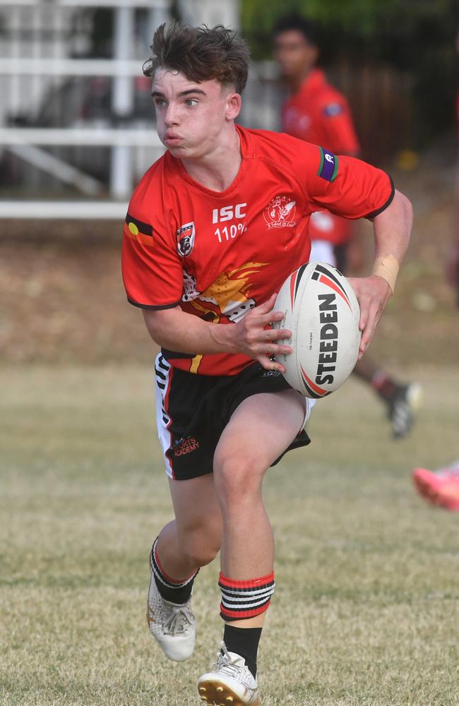 Cowboys Cup Schoolboys Football at Kern Brothers Drive. Ignatius Park College against Kirwan SHS (black). Picture: Evan Morgan