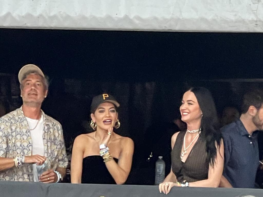 Rita Ora, Katy Perry and Taika Waititi in the VIP area. (Pic: Nick Bond)