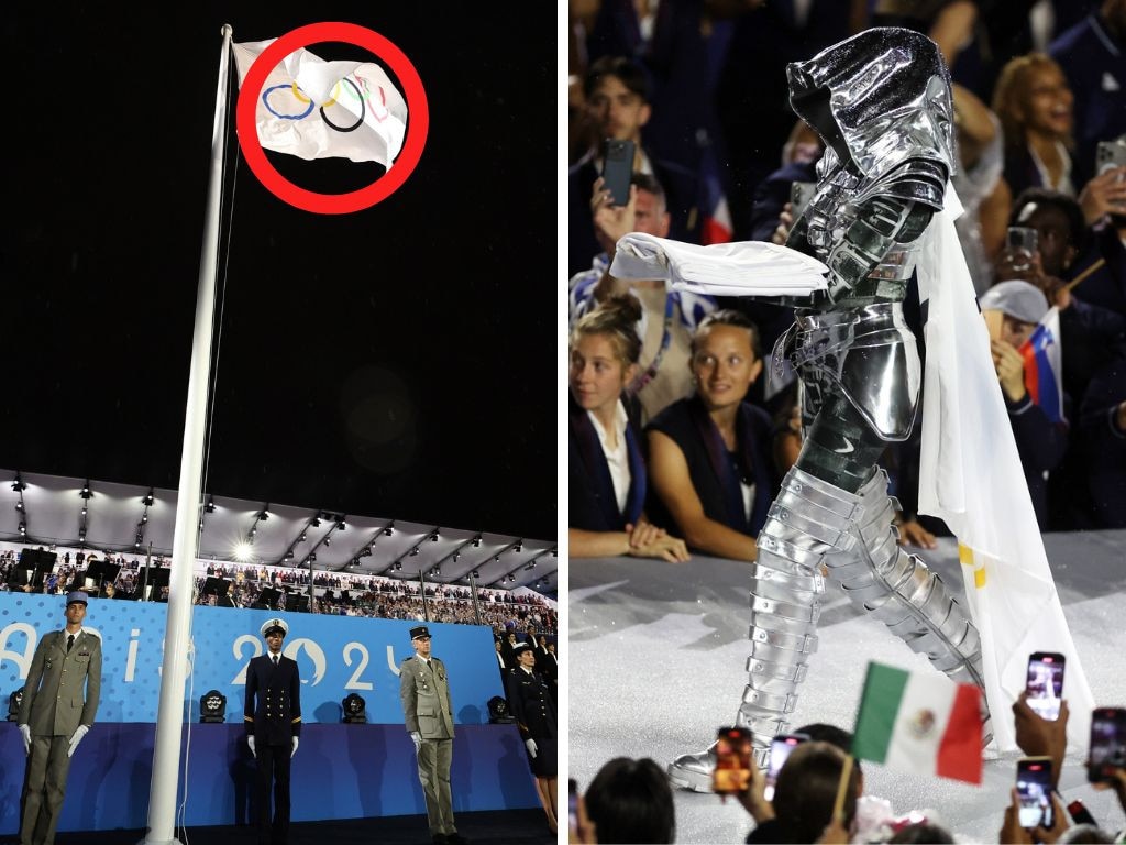 The Olympic flag was upseide down.