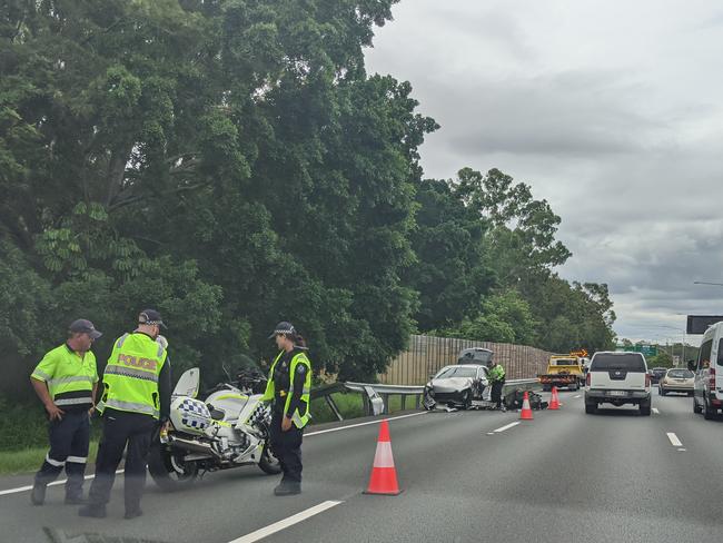 Motorway crash causing traffic delays