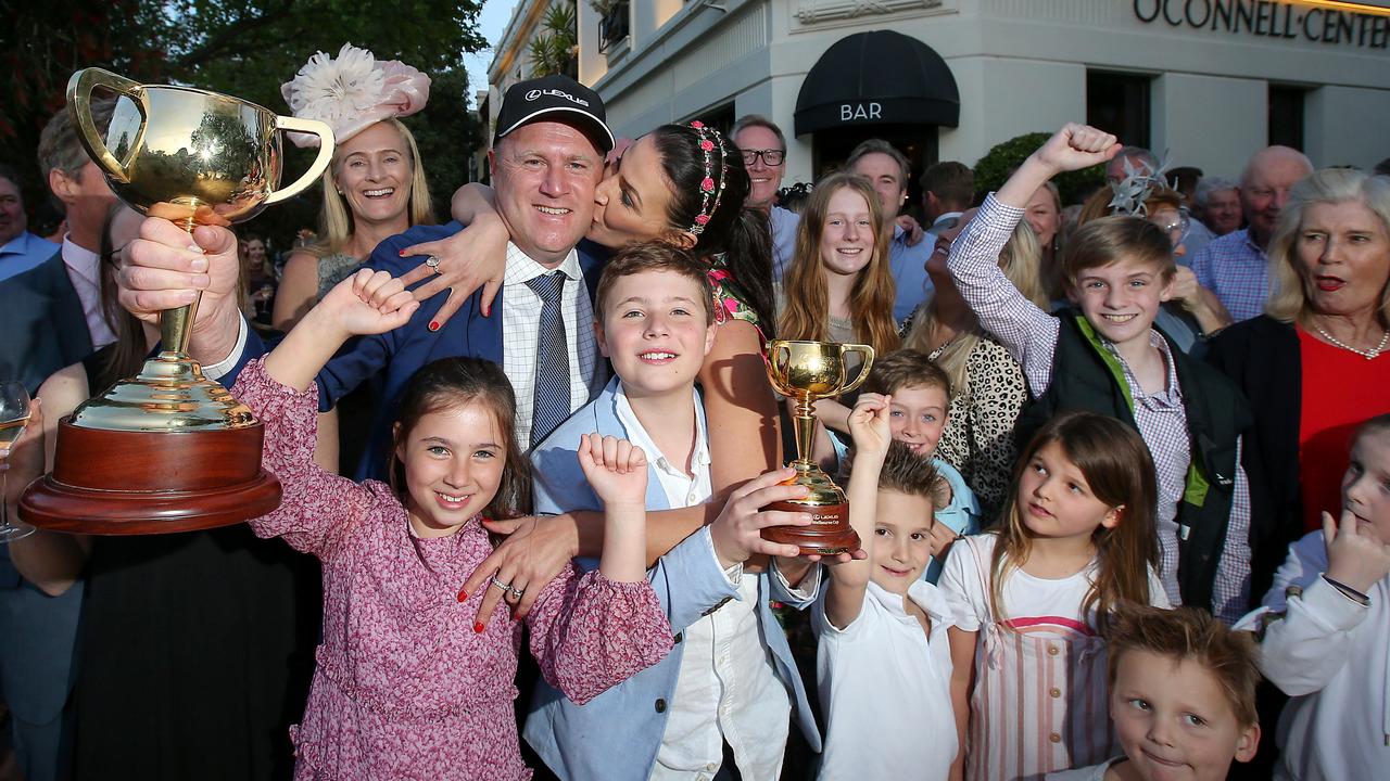 O'Brien with family and connections celebrated long into the night. Picture: Ian Currie