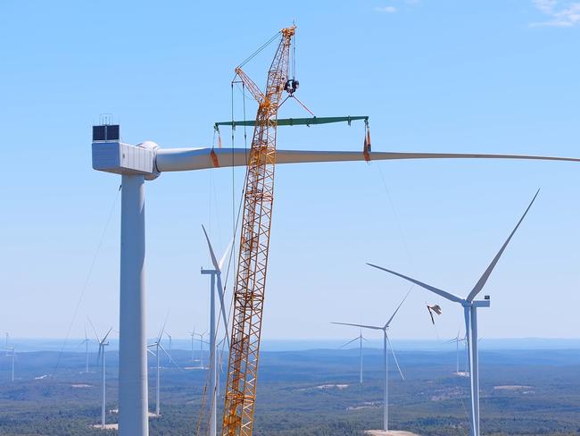 MacIntyre Wind Farm outside Warwick has smashed its construction targets with the project having installed it's 100th turbine. Photo: Supplied