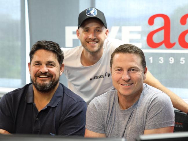 New FIVEaa drivetime sports show team Stephen Rowe, Jarrod Walsh and Mark Bickley. Picture: Supplied.