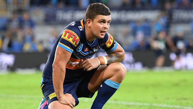 Ashley Taylor endured a tough day out for the Titans. Picture: AAP