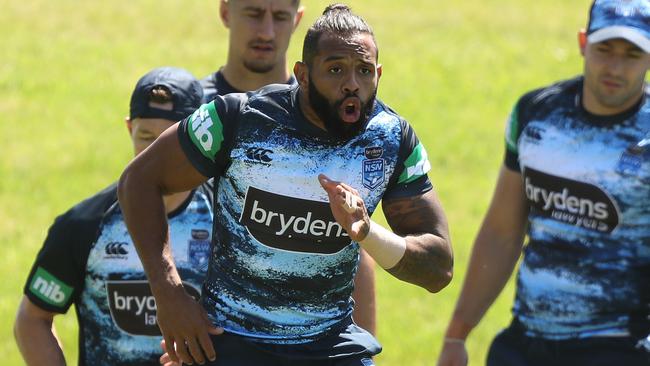 NSW's Josh Addo-Carr during NSW State of Origin training at Morry Breen Oval, Kanwal. Picture: Brett Costello