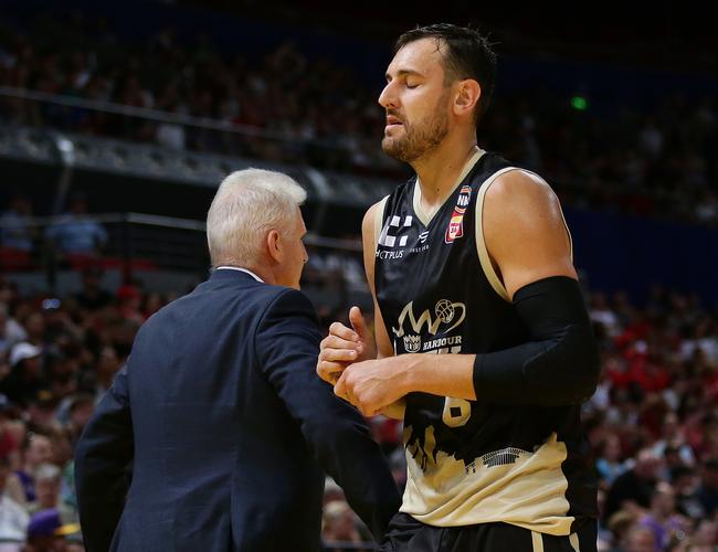 Sydney Kings Andrew Bogut leaves the court. Picture: Brett Costello