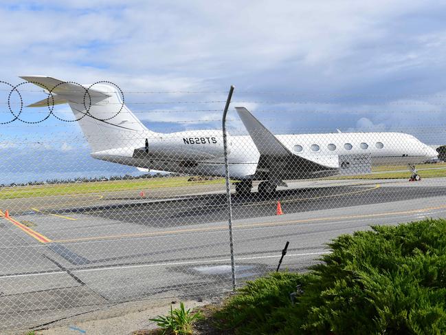 The Elon Musk Private Jet in the private Jet area at Adelaide Airport.