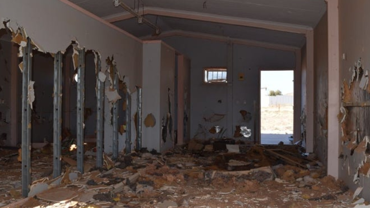 This Coober Pedy property was smashed by vandals.