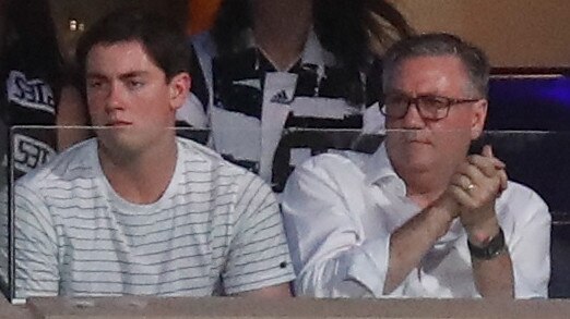 Eddie McGuire and son Joseph watched the Pies go down. Picture: AFL Photos/Getty Images