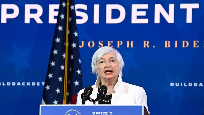 Treasury secretary nominee Janet Yellen speaks after US President-elect Joe Biden announced his economic team. Picture: AFP