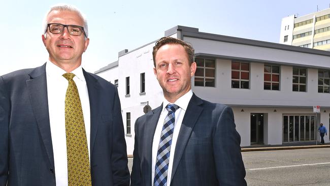 CBRE's Darren Collins and Paul Fraser at the former International Hotel in Spring Hill which has already had some work done on it.