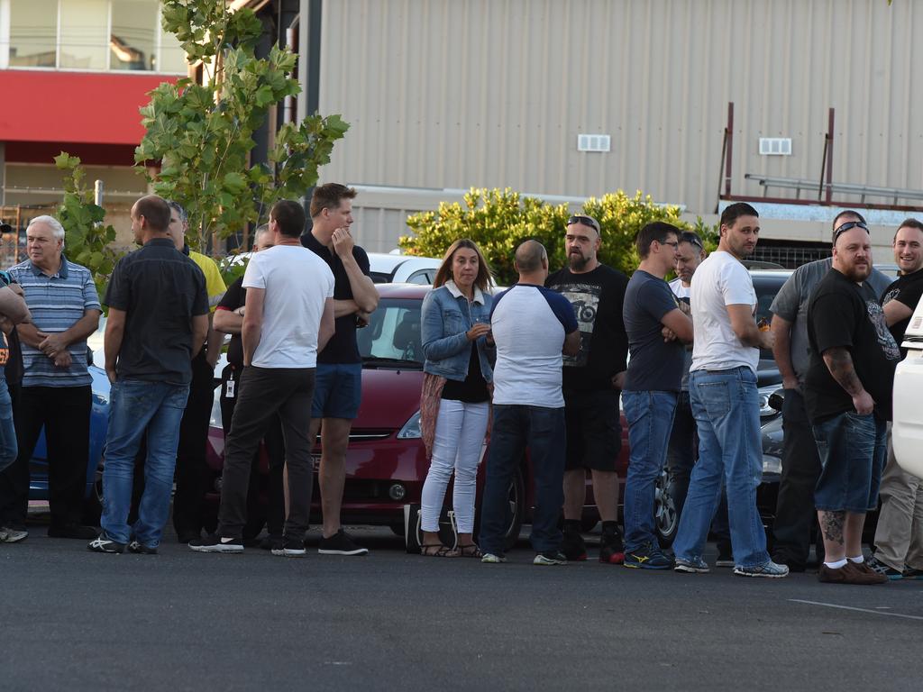 Workers arrive for an 8am meeting on February 22 at Coca-Cola’s Thebarton plant. They were told the factory would be closing in 2019. Picture: Sam Wundke