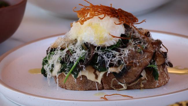 Saint Hugo's Mushroom Toast (Sauteed Field Mushrooms, Cashew Cream, Pecorino, Poached Egg, Truffle Oil. Picture Supplied by Saint Hugo's