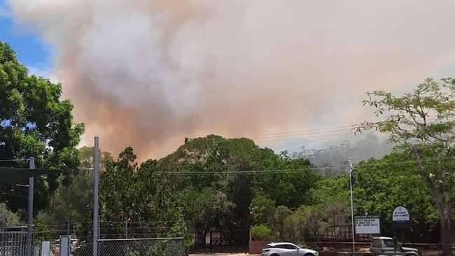 Mount Garnet residents were evacuated from homes south of the Kennedy Highway on Thursday afternoon. The Queensland Fire Department has issued a Not Safe To Return act has been issued for some parts of the town. Photo: Facebook.