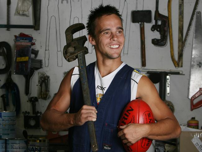 Plumber Jake King photographed before his AFL debut in 2007.