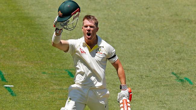 David Warner celebrates a Test century against England. Picture: Scott Barbour/Getty Images