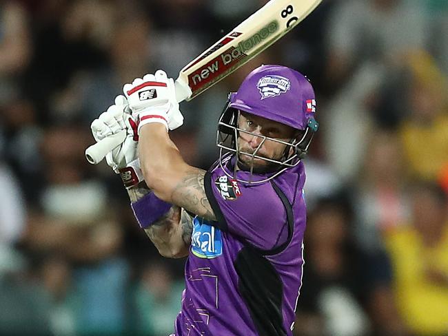 HOBART, AUSTRALIA - DECEMBER 28: Matthew Wade of the Hurricanes bats during the Big Bash League match between the Hobart Hurricanes and the Sydney Thunder at Blundstone Arena on December 28, 2018 in Hobart, Australia. (Photo by Mark Metcalfe/Getty Images)