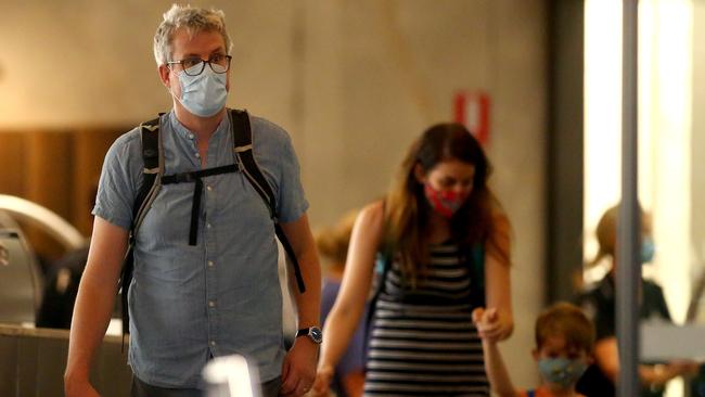 Some of the travellers who were transferred from the Chancellor in Brisbane are released from the Westin on Saturday night. Picture: David Clark