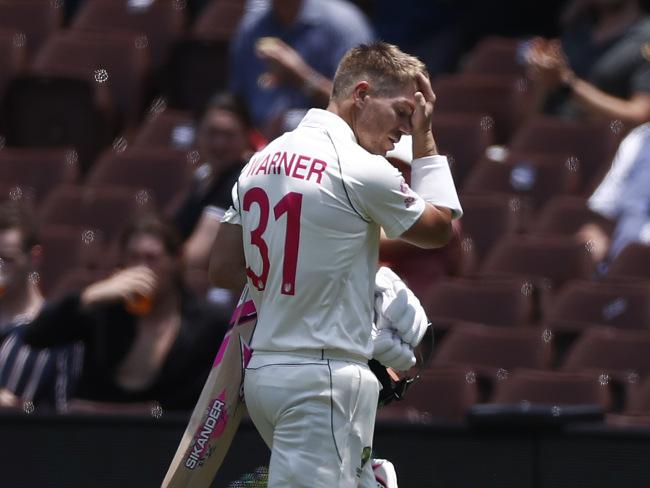 David Warner looked on track for another big score, before throwing his wicket away. Picture: Getty