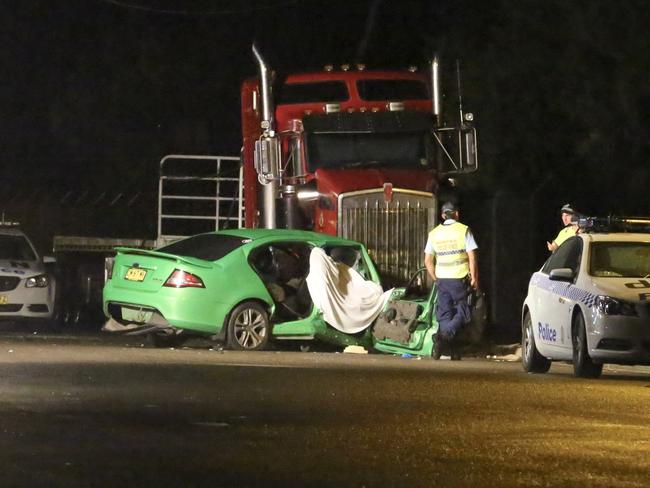 A 43-year-old man was killed when his car hit a parked semi-trailer in Emu Plains last month. Picture: TNV