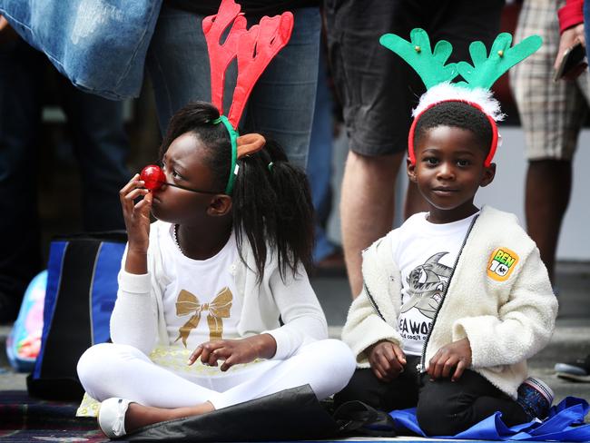 Jonievis Kamara, 5, of Hobart, with her brother John, 3. Picture: NIKKI DAVIS-JONES