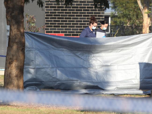 MELBOURNE, AUSTRALIA. NewsWire Photos.  11 JANUARY, 2025. Police at the scene of a homicide at Wyndham Vale. A body has been found in Haines Dr Reserve. Saturday, January 11. 2025. Picture:NewsWire/ David Crosling