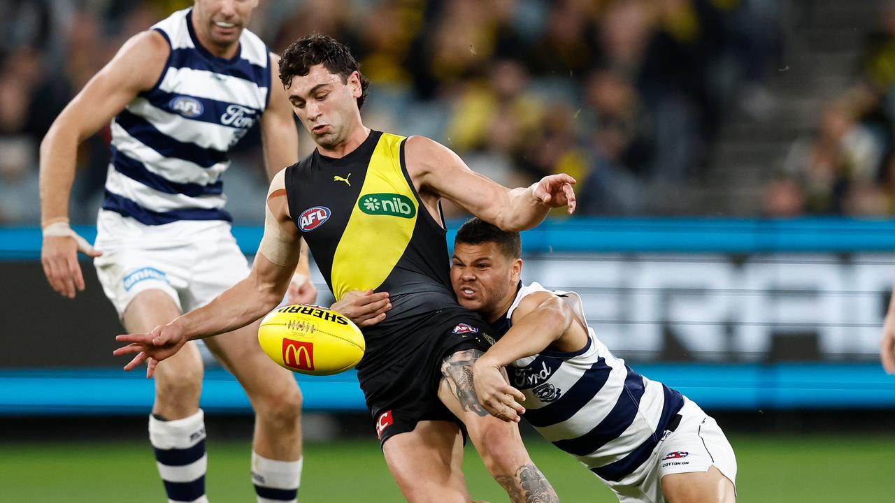 Tim Taranto of the Tigers. Photo by Michael Willson/AFL Photos via Getty Images