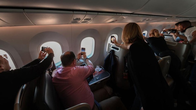 Passengers on-board a Qantas flight to Uluru in October, 2020. Picture: James D. Morgan/Getty Images